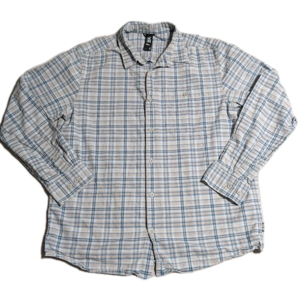 Mountain Hardwear Plaid Button Up Shirt Men's Large Blue Outdoor Hiking Cotton